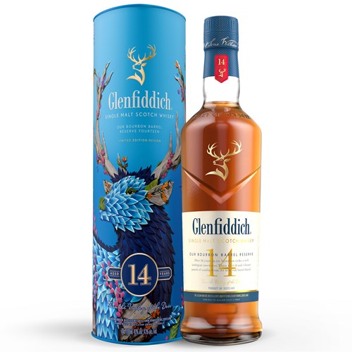 Glenfiddich 14 Year Old Bourbon Barrel Reserve Whisky 70cl - A Fusion of Scotch and Bourbon